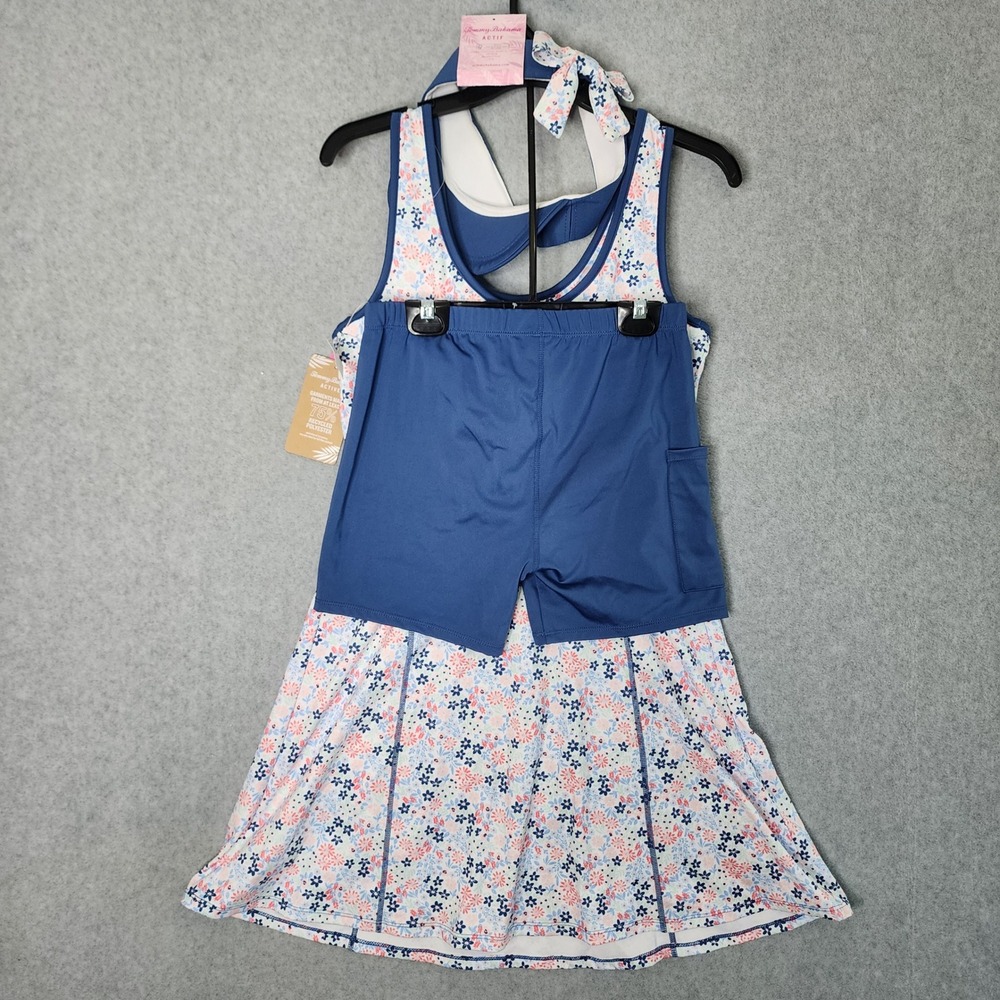 Tommy Bahama Active Dress Set Womens S Blue Floral Tennis Golf Visor Shorts 4pc - Picture 3 of 16
